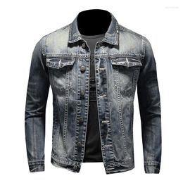 Men's Jackets Spring Autumn Lapel Denim Jacket Men Stylish Vintage Coat Boutique Button