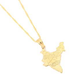 The Republic Of India Map Pendant Necklaces Chain Indian For Women Girl Gold Color Hindu Jewelry222a
