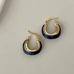 Hoop Earrings French Elegant Blue Colour Hollow For Women Designer Fashion Jewellery Accessory Gifts 2023