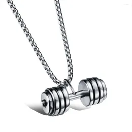 Pendant Necklaces SAIYE 316L SMens Stainless Steel Barbell Gym Weight Lifting Dumbbell Necklace