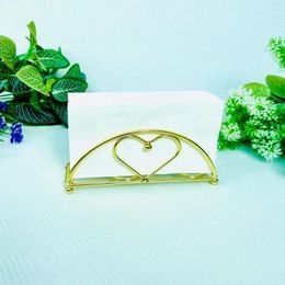 Kitchen Storage Gold Tissue Dispenser Light Luxury Style Durable Heart Shaped Holder Easy To Clean Iron Metal Napkin