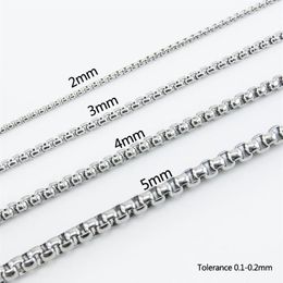 100% Stainless Steel Chain For Jewelry 2 3 4 5mm Square Rolo Box Chains By The Meter DIY Metal Chain Necklace Whole No Clasp223I