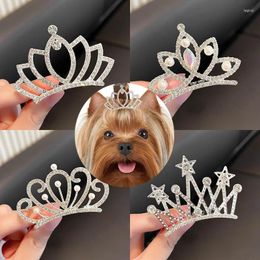 Dog Apparel Crystal Rhinestone Dogs Hair Comb Pearl Crown Bows Yorkshire Accessories For Pets Clips Grooming Cat Pet Accessoires