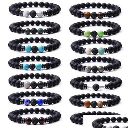 Beaded Wholesale 8Mm Black Stone Beaded Strand Colorf Crystal Jade Beads Energy Buddha Bracelet For Women Men Drop Delivery Jewellery Br Dhjrk