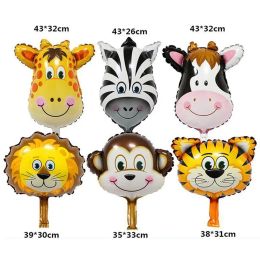 50pcs lot Party Decoration Mini Cartoon Animals Foil Balloon Tiger Lion Cow Monkey Aluminium Film Balloon Kid Toy Birthday Wedding ZZ