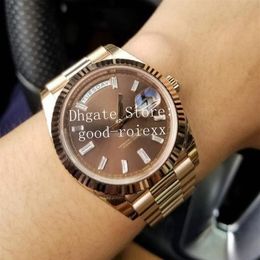 10 Style Men Rose Gold Brown Rectangle Crystal Dial BP Factory Automatic 2813 Asia Men's Watch Time Day Date 228235 Diamond 23027