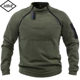 Tactical Jackets Winter Men's Standing Collar Fleece Pullover Solid Color Tactical Outdoor Jacket Hunting Clothes Zippers Windproof Thicken CoatL23118