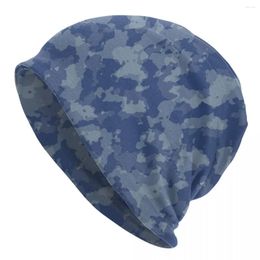 Berets Blue Digital Camouflage Camo Skullies Beanies Hats Goth Unisex Ski Caps Warm Dual-use Bonnet Knitting