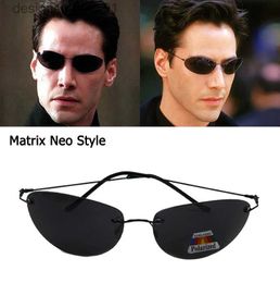 Sunglasses Vintage Classic Driving Ultralight Titanium Polarized Sunglasses Matrix Neo Style Rimless Aviation Sunglasses Oculos De SolL231218