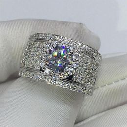Choucong New Arrival Deluxe Jewellery 925 Sterling Silver Round Cut White Topaz CZ Diamond Gemstones Women Wedding Band Rin287H