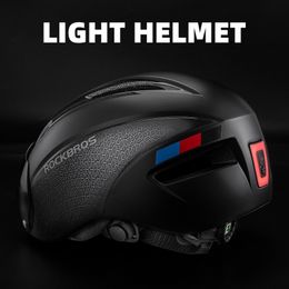 Cycling Helmets ROCKBROS Bicycle Helmet Cycling LED Light Rechargeable Cycling Helmet Mountain Road Bike Helmet Sport Safe Hat For Man 231216