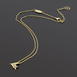 Stainless steel large and small V-shaped interlaced single diamond necklace Women's clavicle necklace for woman200K