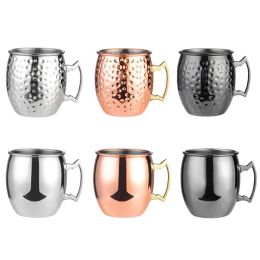 530ml Moscow Mule Mug Stainless Steel KTV Mugs Hammered Copper Plated Beer Cup Coffee Cups Bar Drinkware Mugs 18oz For Cocktail With ZZ