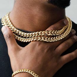 Beiyan Gold Chain 14k 18k Gold Plated Miami Style Hip Hop Cuban Link Chain Stainless Steel Necklace Jewelry For Mens