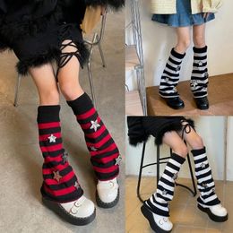 Women Socks Star Striped Harajuku Autumn Winter Knitted Warm Foot Cover Student Lolita Girls Sleeves Loose Boot