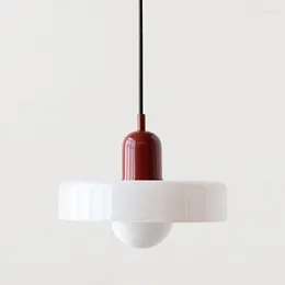 Pendant Lamps Nordic Modern Simple Colour Makaron Bedroom Lights For Bedside Canteen Bar Table Middle Ancient Small Glass Chandelier