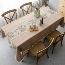 Table Cloth Pastoral Style Tablecloth Cotton And Linen Rectangular Flag Mat Coffee F6A2797