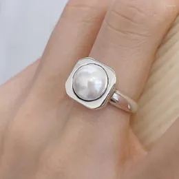 Cluster Rings BF CLUB 925 Sterling Silver Ring For Women Pearl Simple Open Vintage Handmade Allergy Party Birthday Gift