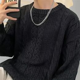 Mens Hoodies Sweatshirts Knitwear Wool Knitted Sweater Men O Neck Long Sleeve Oversized Pullover Basic Solid Colour Casual Fashion Tops 231218