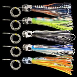 Baits Lures Fishing for acrylic octopus on a sea fishing boat 100g fake bait 5-color drag fishing for biomimetic octopus fake bait 220115