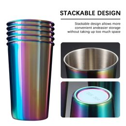 Mugs 5pcs Stainless Steel Beer Cups Household Office Bar Water Drinks Coffee Tumbler Tea Milk Mugs Kitchen Drinkware 231218