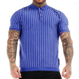 Men's T Shirts T-shirt European And American Style Clothing Striped Knitted Polo Shirt Short Sleeve Sweater Top