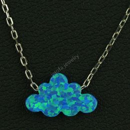 Creative Simple Dark Blue OP05 7 3x12mm cloud shape opal pendent necklace for Women gift336R