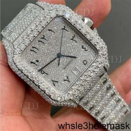 Wristwatches Cartis Top Moissanite Luxury Custom Bling Hip Hop y Iced Out Watch White Gold Plated Dial Quartz Lab Grown Diamond Men Wrist