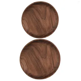 Plates Black Walnut Serving Platter Round Wood Tray Wooden Fruit Bread Salad Plate Board