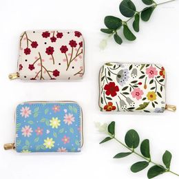 Card Holders PU Leather Flower Purse Wallets Girls Multi-layer Coin Women Holder Portable Money Bag Birthday Gifts