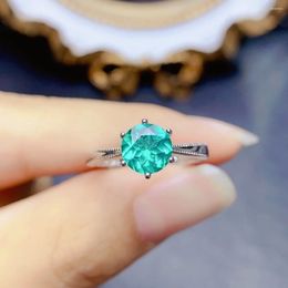 Cluster Rings 925 Sterling Silver Natural Green Paraiba Solitaire Ring Simple Engagement Wedding For Women