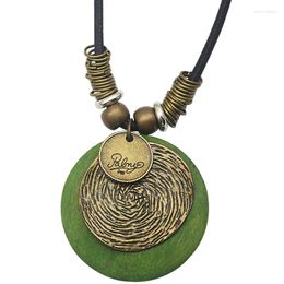 Pendant Necklaces Unisex Customised Vintage Carved Wooden Fashion Alloy Necklace Exaggerated Wholesale Jewellery Colgantes Collar Decorative