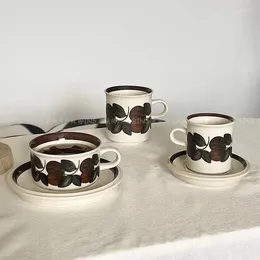 Mugs The Same Type Of Mediaeval Coffee Cup And Saucer In Finland Ceramic Brown Sea Anemone Hand-painted Retro Afternoon Tea