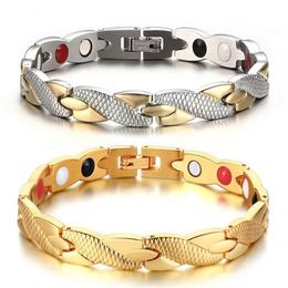 092 Stainless steel magnet bracelet gold 18K female fashion jewelry bangle choose color 7mm 20cm191w