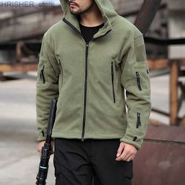 Tactical Jackets Men's Plus-size Hoodie Polar Fleece Loose Hoodie Role Play Men's Hoodie Outdoor Gunplay Hoodie Pocket Zipper Warm Winter WearL231218