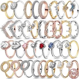 Cluster Rings Selling 925 Sterling Silver Classic Dazzling Crown Round Heart-shaped Ring Exquisite Light Luxury Charm Women's Jewellery Gift