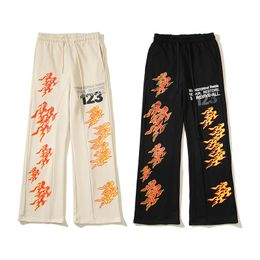 RRR123, Liu Yaowen, same style flame distressed vtg American high street trendy brand micro La sports pants, sanitary pants