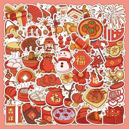 60pcs Dragon New Year festive objects cartoon graffiti Waterproof PVC Stickers Pack For Fridge Car Suitcase Laptop Notebook Cup Phone Desk Bicycle Skateboard Case.