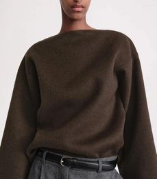 Women's Sweaters Totem Autumn/Winter Women Pullover Wool Solid Color Boat-Neck Full Sleeve Casual Plus Size Loose Sweater High Quality