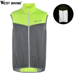 Clothing WEST BIKING Reflective Vest Cycling Windproof Safety Bike Vest Sleeveless Cycling Jersey Running Sport Gear Men Women Bike