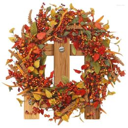 Decorative Flowers Fall Berry Wreath Realistic Thanksgiving Day Front Door Festival Wall Garland For Household Decoration Halloween Decor