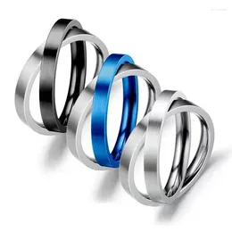 Cluster Rings Double Cross Anxiety Spinner For Women Men Titaniun Stainless Steel Fidget Spinning Rotating Anti Stress Ring Jewellery