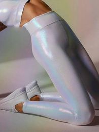 Capris Svokor Sexy Sports Leggings Women Gym Fiess Leggins High Waist Slimfit Colour Flashing Casual Pants Yoga Sportswear