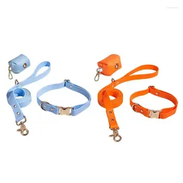 Dog Collars Puppy Adjustable Leeash Set Poop Bag Holder Waterproof Anti-Lost Collar For Small Medium Pet Supplies