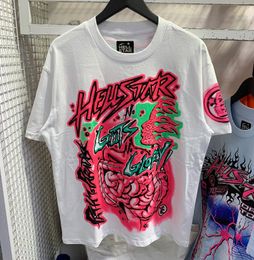 Hellstar Shirt Hoodie calça calças de traje de pista de moletom manga moda Mannee Tee Mulher Roupas Roupas Cartoon Graphic Punk Rock Graffiti Lettering Foil Print Vintage