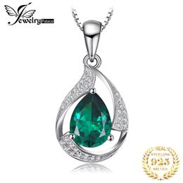 Necklaces Jewelrypalace 3ct Green Simulated Nano Emerald Sterling Sier Pendant Necklace for Women Pear Gemstones Choker No Chain