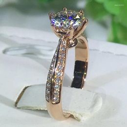 Cluster Rings 585 Purple Gold Luxury Shining Dazzling Diamond Engagement For Women Plated 14K Rose Wedding Ring Jewellery Adjustable