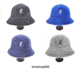 Cappello a tesa larga Kangol Donna039s Cappello a secchiello in pelliccia di coniglio Cappello a bacino Donna Calore Individualità Tendenza Canguro Ricamo Caldo Cappello da pescatore7844481