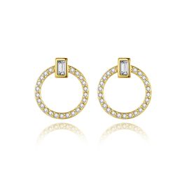 Classic Full Diamond Round Plating 18k Gold Stud Earrings Jewelry Fashion Women Micro Set Zircon S925 Silver Earrings for Women Wedding Party Valentine's Day Gift SPC