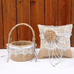 Other Event Party Supplies Wedding Supplies Western-style Wedding Linen Flowers High-end Ring Pillow Basket Set Valentines Day Gift Party Decoration 231218
